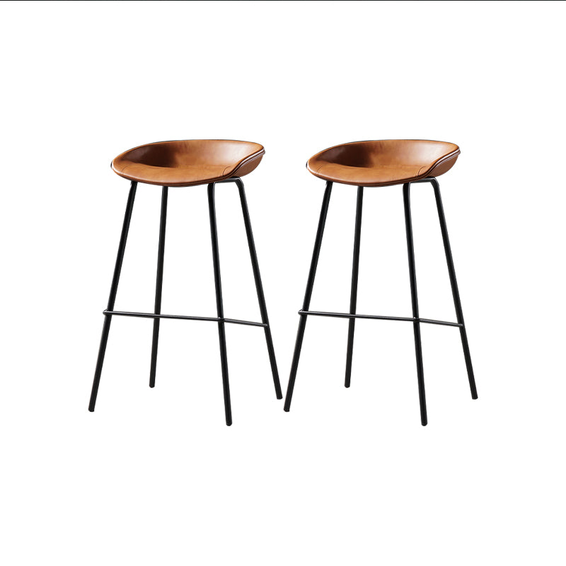 Taburete moderno de cuero falso de cuero de cuero sin respaldo con reposapiés