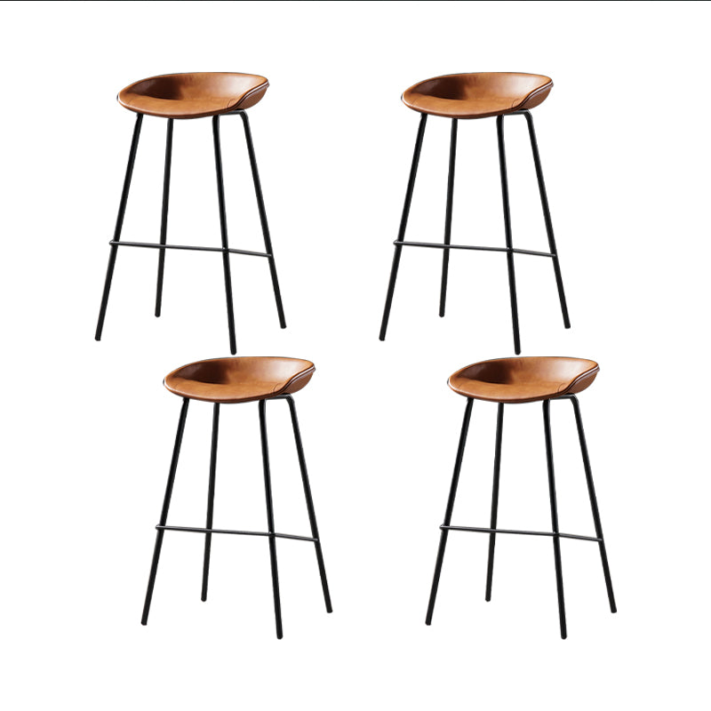 Taburete moderno de cuero falso de cuero de cuero sin respaldo con reposapiés