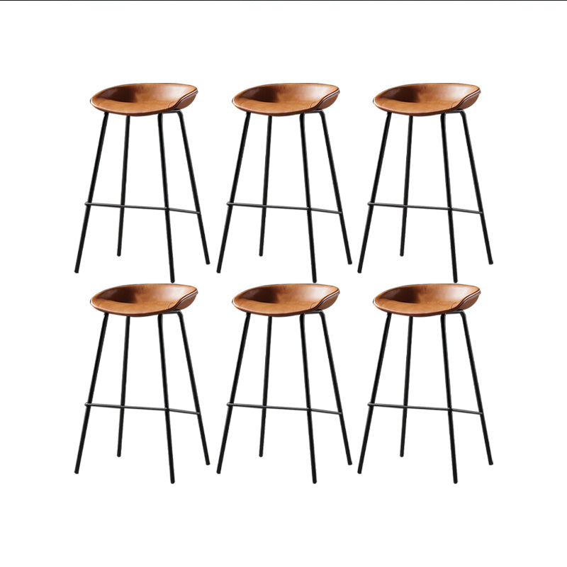 Taburete moderno de cuero falso de cuero de cuero sin respaldo con reposapiés