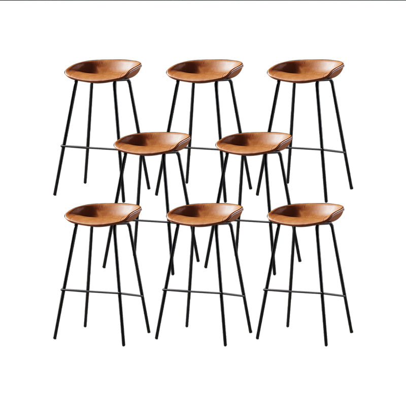 Taburete moderno de cuero falso de cuero de cuero sin respaldo con reposapiés