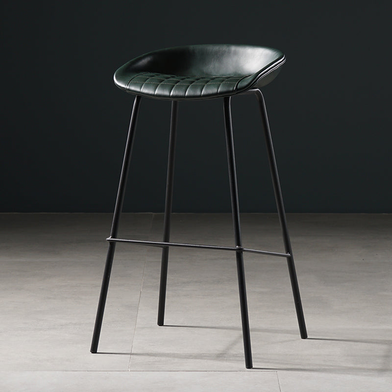 Taburete moderno de cuero falso de cuero de cuero sin respaldo con reposapiés