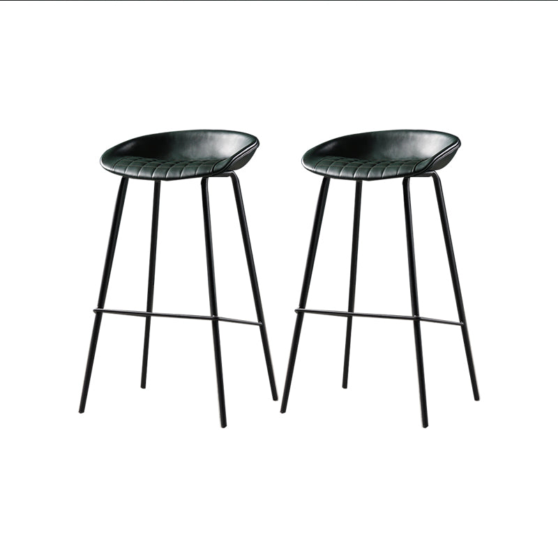 Taburete moderno de cuero falso de cuero de cuero sin respaldo con reposapiés