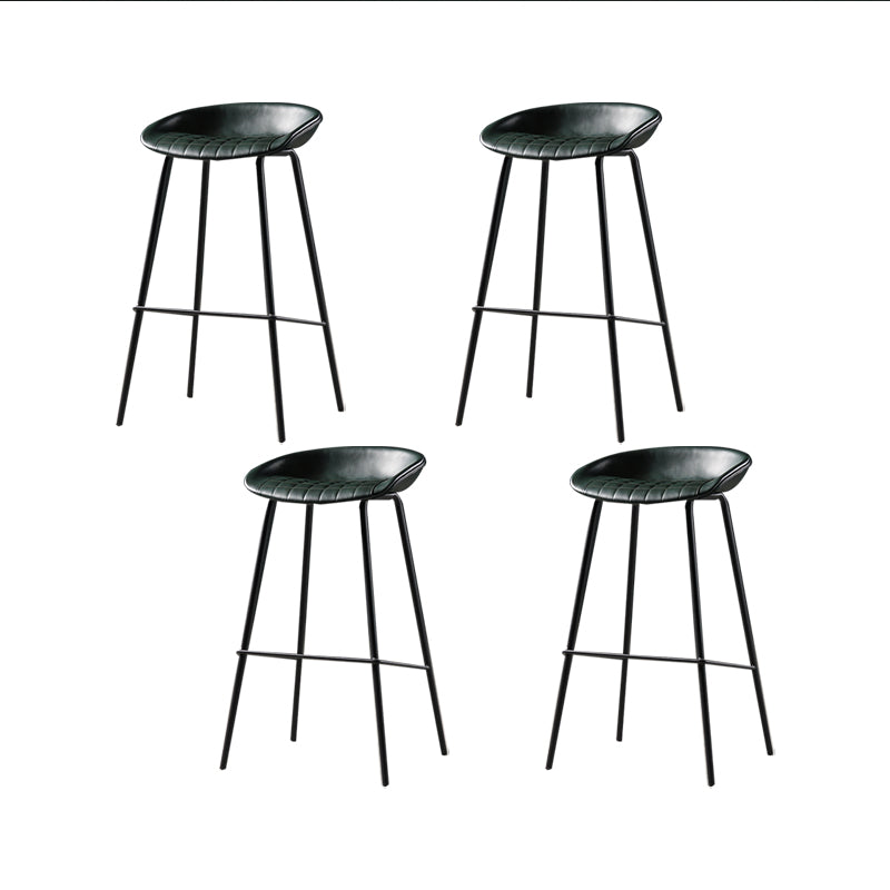 Taburete moderno de cuero falso de cuero de cuero sin respaldo con reposapiés