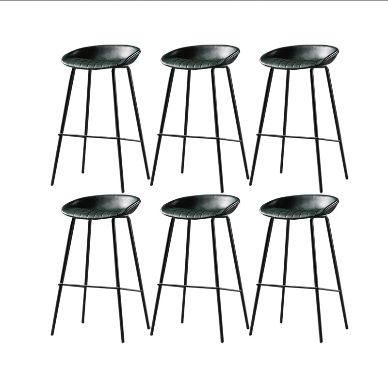 Taburete moderno de cuero falso de cuero de cuero sin respaldo con reposapiés