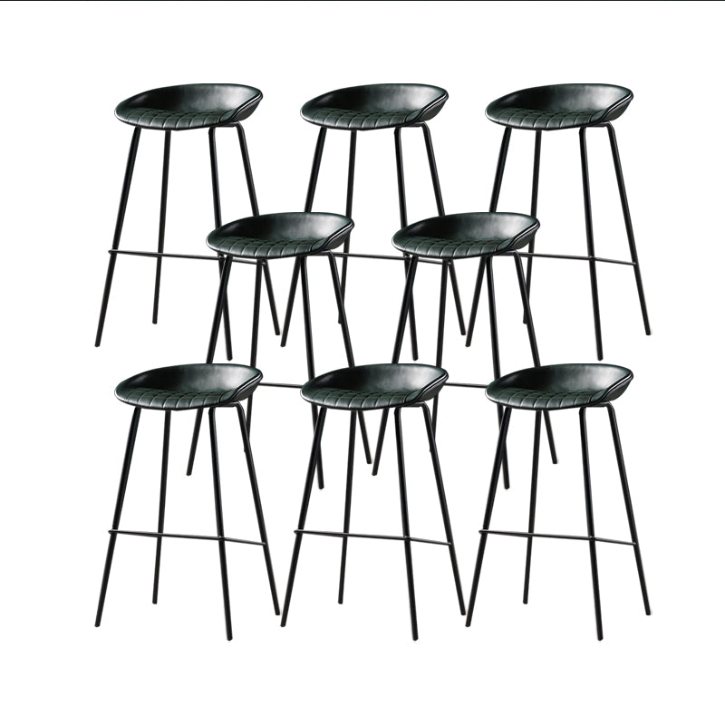 Taburete moderno de cuero falso de cuero de cuero sin respaldo con reposapiés