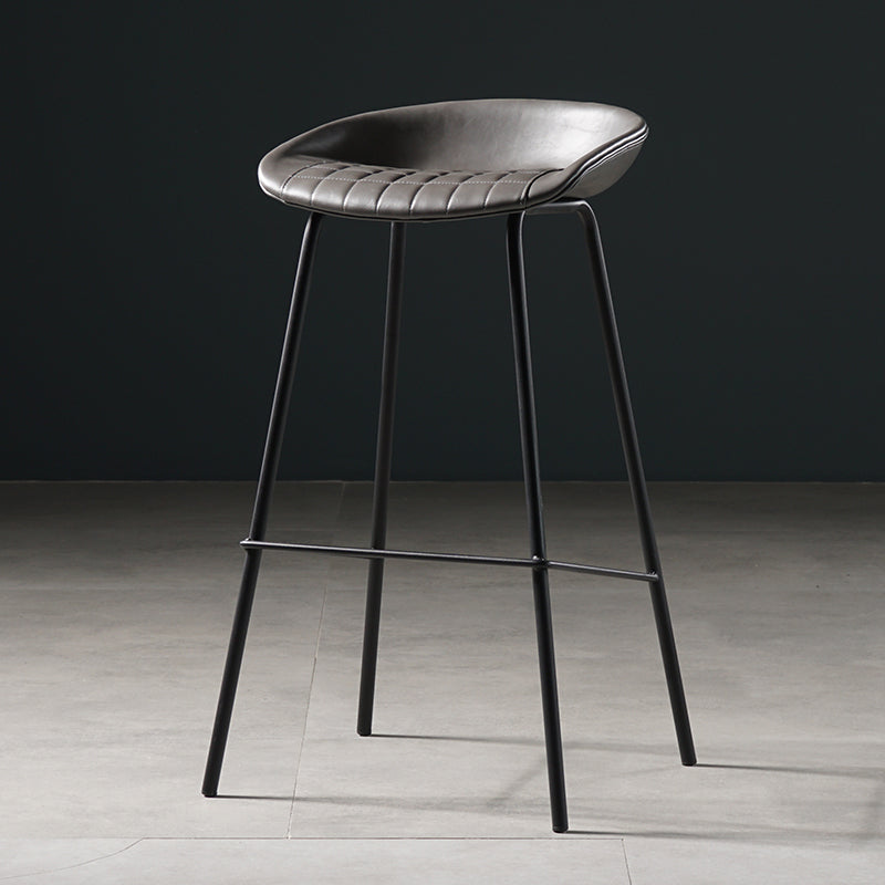 Taburete moderno de cuero falso de cuero de cuero sin respaldo con reposapiés