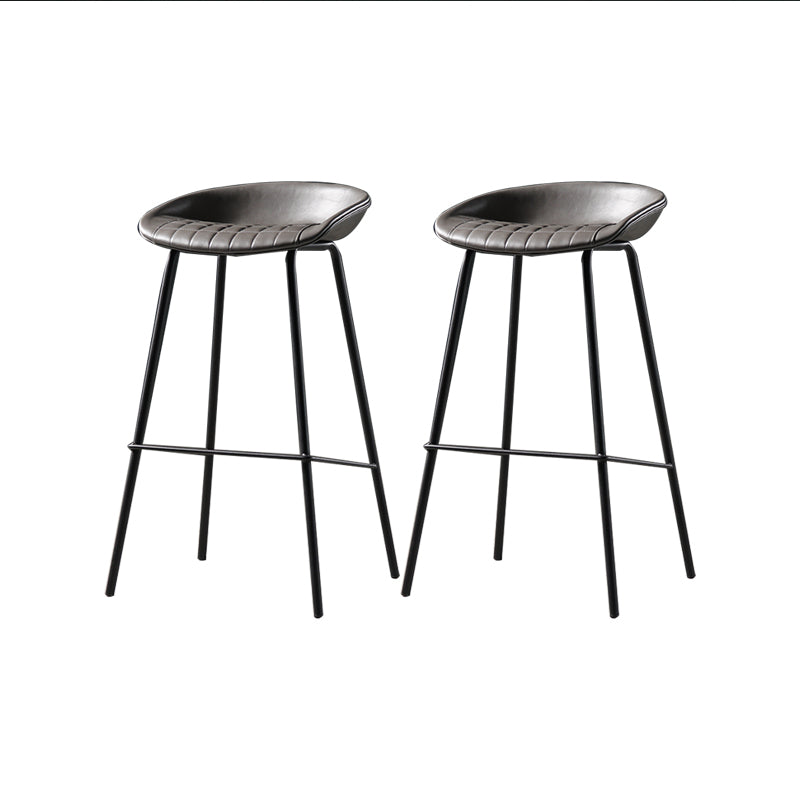 Taburete moderno de cuero falso de cuero de cuero sin respaldo con reposapiés