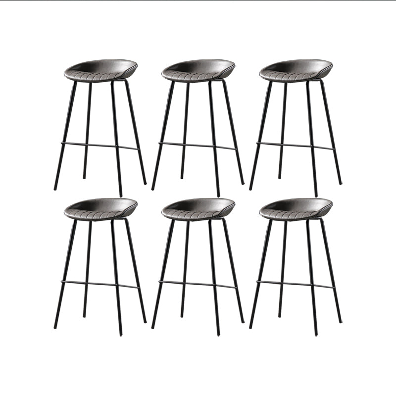 Taburete moderno de cuero falso de cuero de cuero sin respaldo con reposapiés