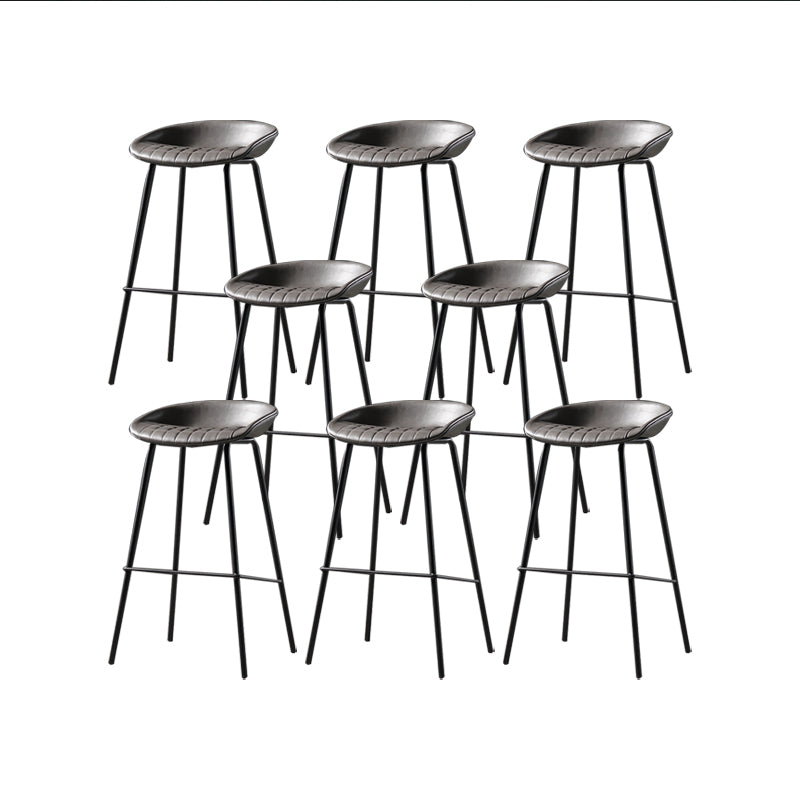 Taburete moderno de cuero falso de cuero de cuero sin respaldo con reposapiés