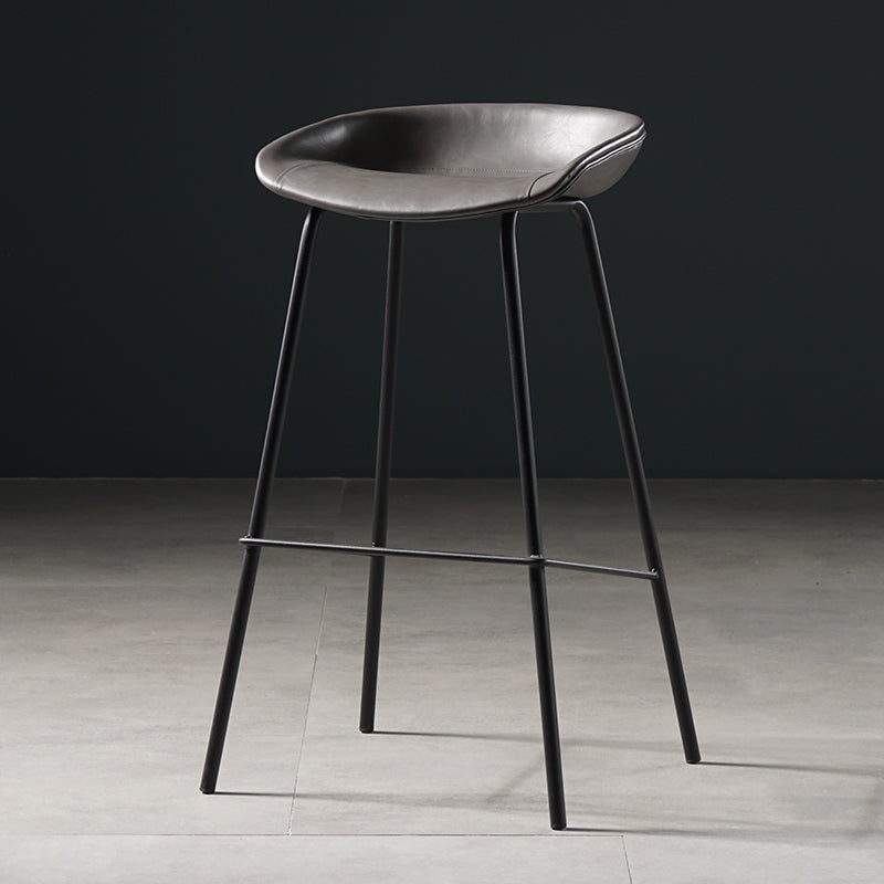 Taburete moderno de cuero falso de cuero de cuero sin respaldo con reposapiés