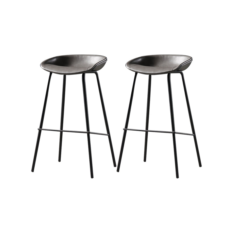 Taburete moderno de cuero falso de cuero de cuero sin respaldo con reposapiés