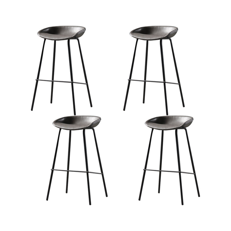 Taburete moderno de cuero falso de cuero de cuero sin respaldo con reposapiés