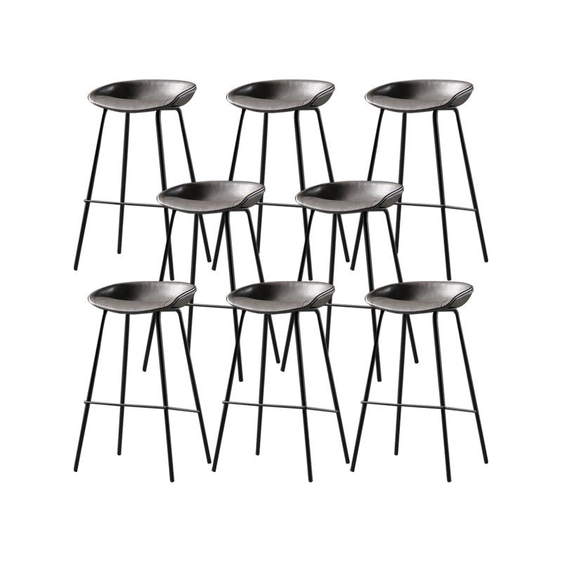 Taburete moderno de cuero falso de cuero de cuero sin respaldo con reposapiés