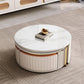 Abstract Coffee Cocktail Table with Storage Drawers White Slate