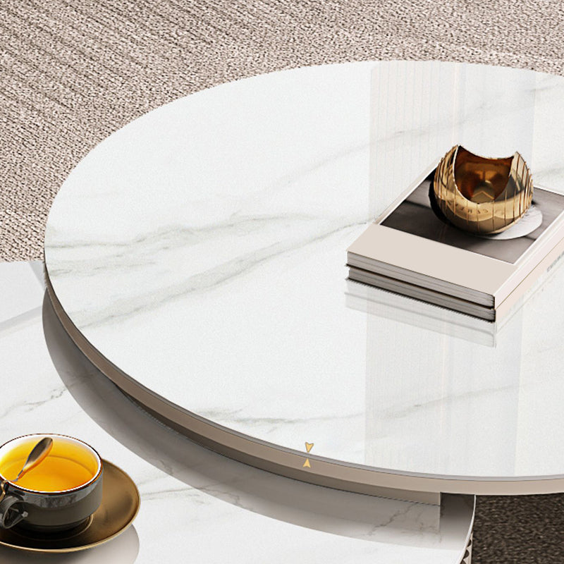 Abstract Coffee Cocktail Table with Storage Drawers White Slate