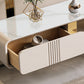 Abstract Coffee Cocktail Table with Storage Drawers White Slate