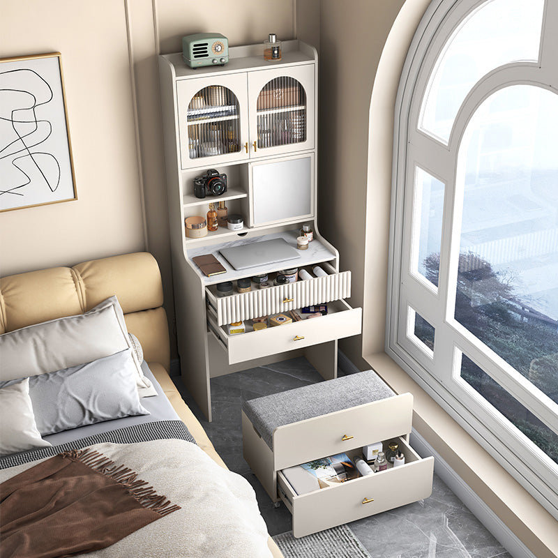 Modern Wooden Mirror Bedroom With Drawer With Stool Dressing Table