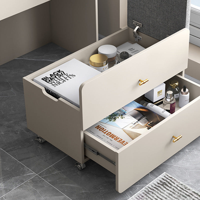 Modern Wooden Mirror Bedroom With Drawer With Stool Dressing Table