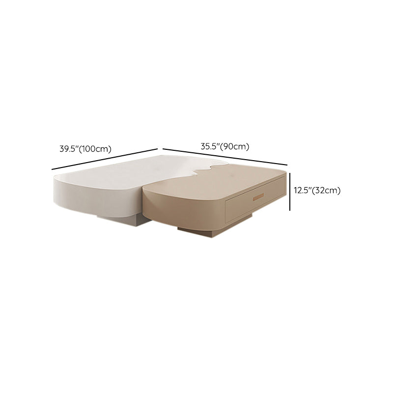 Abstract Coffee Cocktail Table with Storage White Wooden Modern Clearhalo 'Coffee & Accent Tables' 'Coffee Tables' 'coffee_tables' 'furn' 'furn_coffee_tables' 'Furniture' 'Living Room Furniture' 7602395