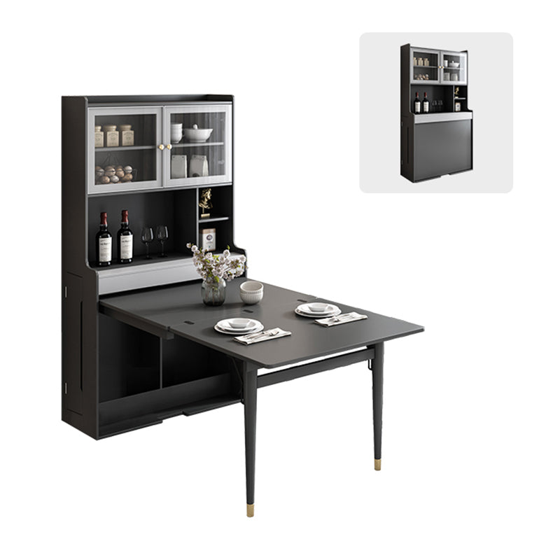 Modern Rectangle Folding Wood Dining Table for Small Space with Storage Grey Without Chairs Clearhalo 'Dining Tables & Seating' 'Dining Tables' 'dining_table' 'furn' 'furn_dining_table' 'Furniture' 'Kitchen & Dining Furniture' 7603897