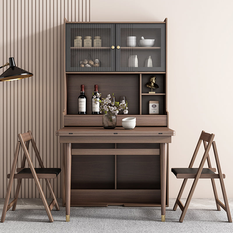 Modern Rectangle Folding Wood Dining Table for Small Space with Storage Clearhalo 'Dining Tables & Seating' 'Dining Tables' 'dining_table' 'furn' 'furn_dining_table' 'Furniture' 'Kitchen & Dining Furniture' 7603899