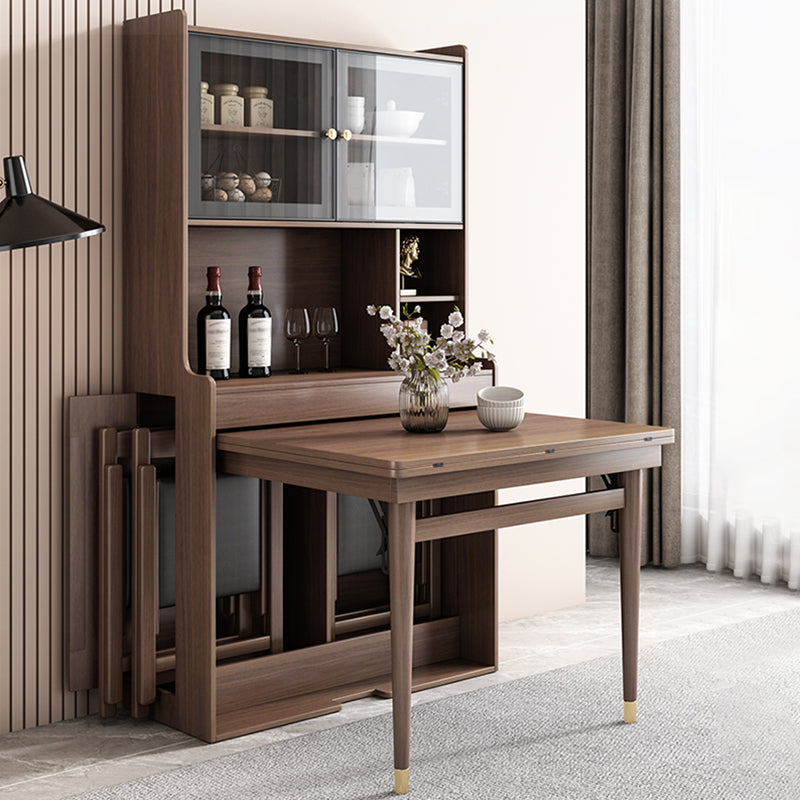 Modern Rectangle Folding Wood Dining Table for Small Space with Storage Clearhalo 'Dining Tables & Seating' 'Dining Tables' 'dining_table' 'furn' 'furn_dining_table' 'Furniture' 'Kitchen & Dining Furniture' 7603900