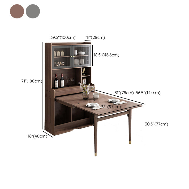 Modern Rectangle Folding Wood Dining Table for Small Space with Storage Clearhalo 'Dining Tables & Seating' 'Dining Tables' 'dining_table' 'furn' 'furn_dining_table' 'Furniture' 'Kitchen & Dining Furniture' 7603908