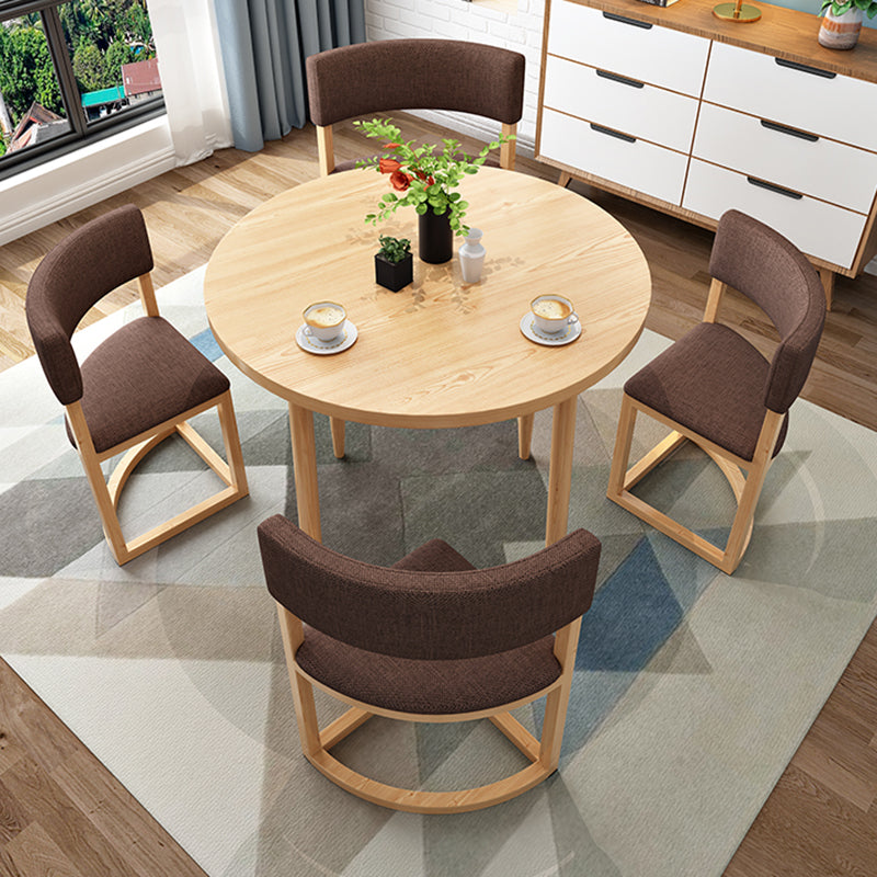 Modern Round Dinner Table Natural Oak Wooden Tabletop for 2 Persons