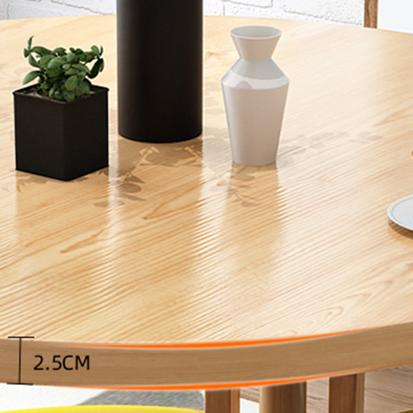 Modern Round Dinner Table Natural Oak Wooden Tabletop for 2 Persons