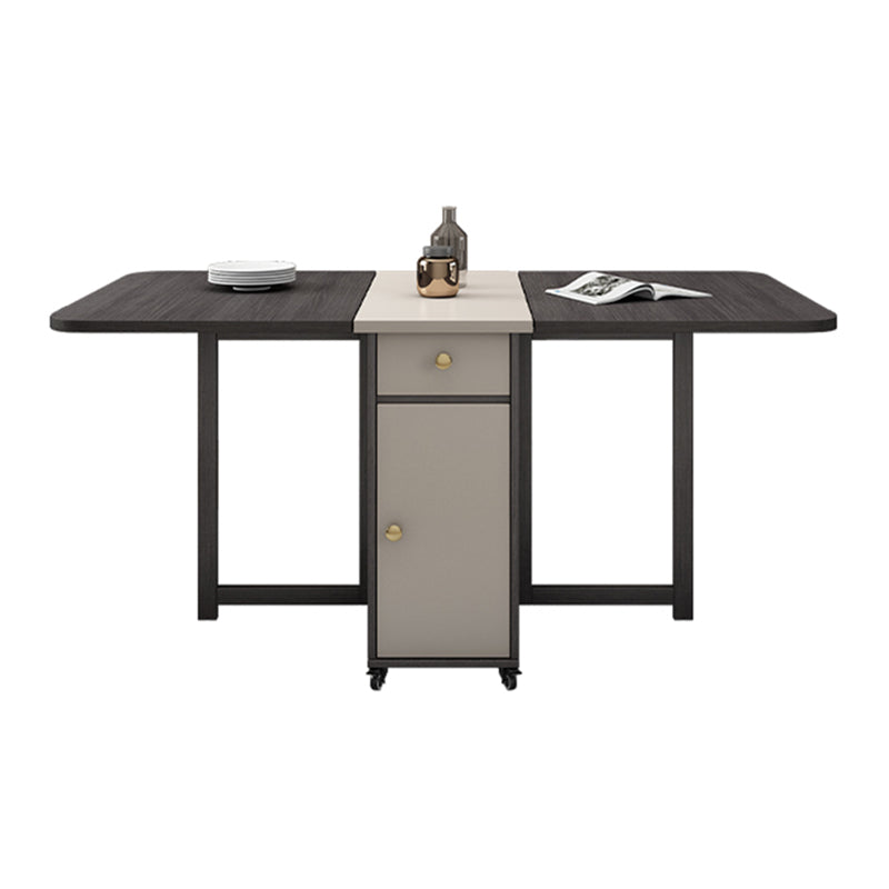 Modern Rectangle Folding Wood Dining Table for Small Space with Pedestal Base