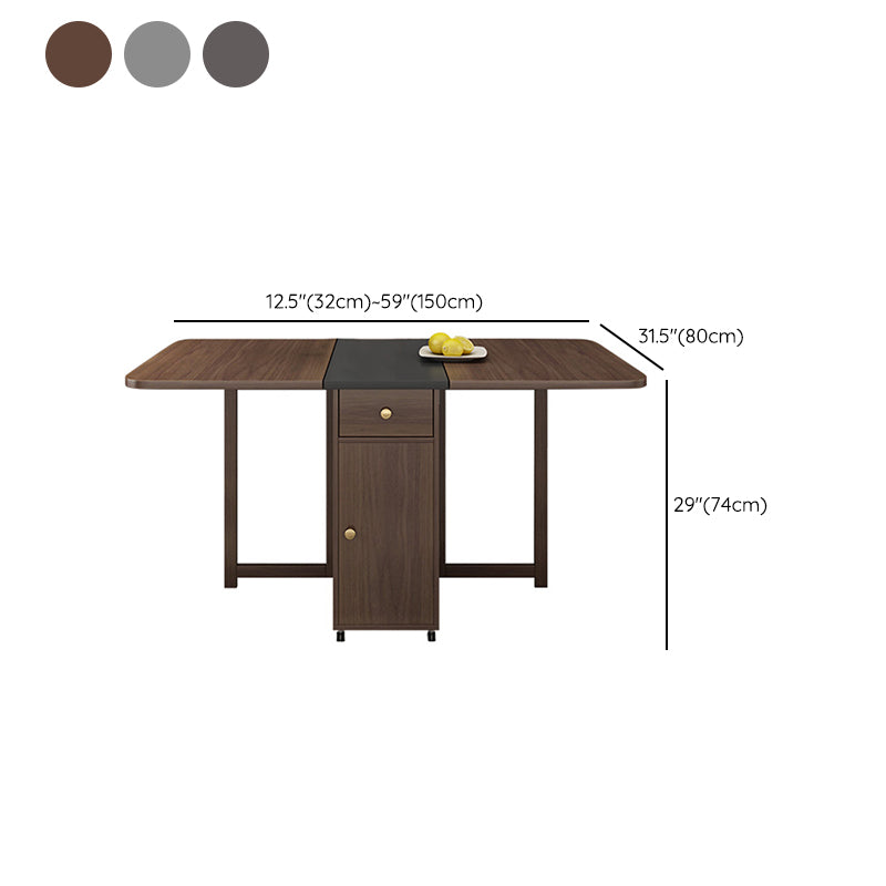 Modern Rectangle Folding Wood Dining Table for Small Space with Pedestal Base