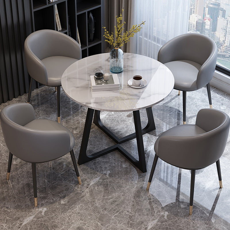 Tavolo da pranzo in legno per 2 persone Piano rotondo con base in metallo