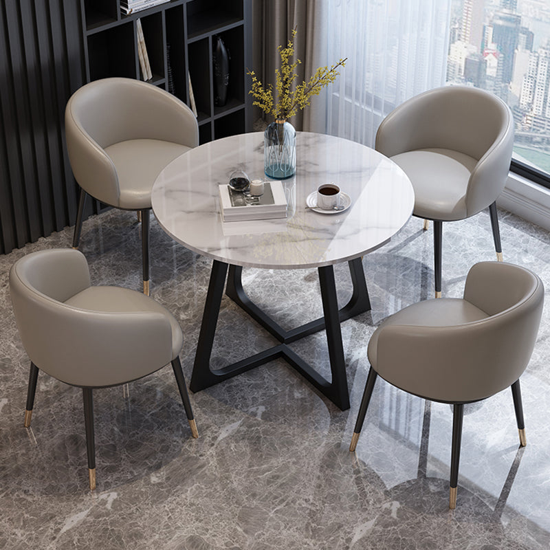 Tavolo da pranzo in legno per 2 persone Piano rotondo con base in metallo