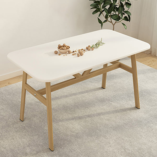 Modern Rectangular Dinner Table Wooden Tabletop with Metal Legs