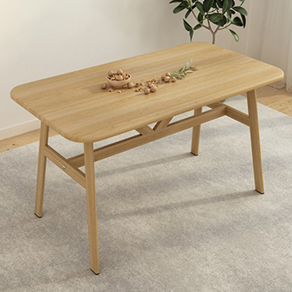 Modern Rectangular Dinner Table Wooden Tabletop with Metal Legs