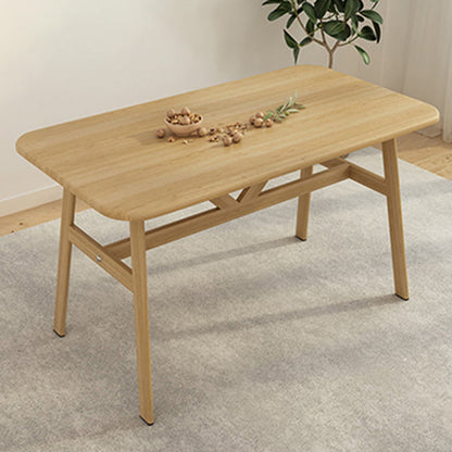 Modern Rectangular Dinner Table Wooden Tabletop with Metal Legs