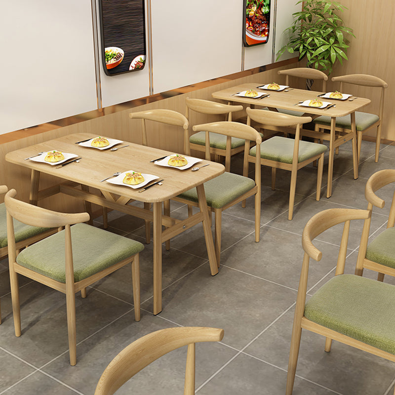 Modern Rectangular Dinner Table Wooden Tabletop with Metal Legs
