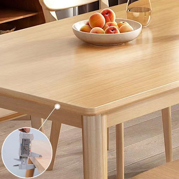 Rectangular Natural Oak Dining Table Solid Wood Tabletop for Living Room