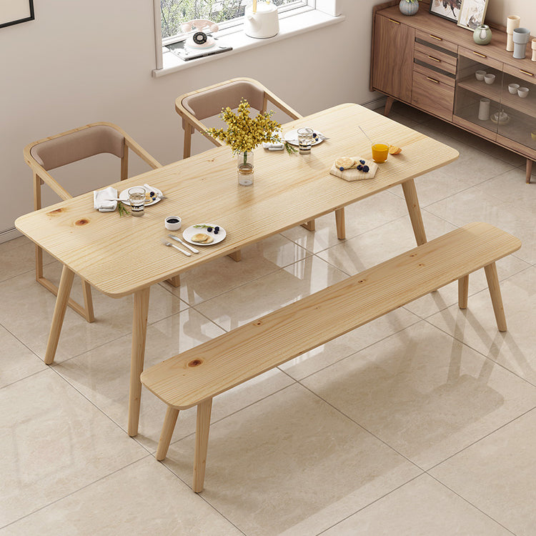 Rechthoekige eettafel Modern natuurlijk eiken massief houten tafelblad voor woonkamer