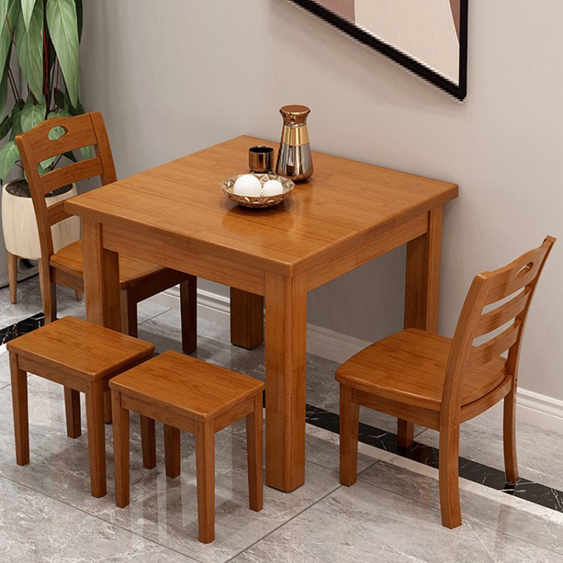 Modern Square Dinner Table Brown Solid Wood Tabletop for 2 Persons Clearhalo 'Dining Tables & Seating' 'Dining Tables' 'dining_table' 'furn' 'furn_dining_table' 'Furniture' 'Kitchen & Dining Furniture' 7604030