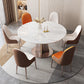 Modern White Round Extendable Dining Table with Metal Pedestal Base Clearhalo 'Dining Tables & Seating' 'Dining Tables' 'dining_table' 'furn' 'furn_dining_table' 'Furniture' 'Kitchen & Dining Furniture' 7604043