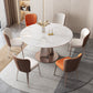 Modern White Round Extendable Dining Table with Metal Pedestal Base Clearhalo 'Dining Tables & Seating' 'Dining Tables' 'dining_table' 'furn' 'furn_dining_table' 'Furniture' 'Kitchen & Dining Furniture' 7604044