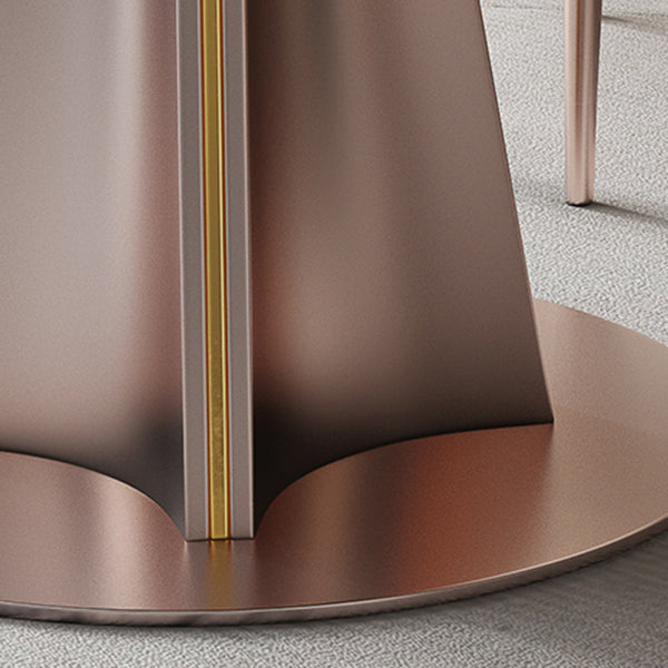 Modern White Round Extendable Dining Table with Metal Pedestal Base Clearhalo 'Dining Tables & Seating' 'Dining Tables' 'dining_table' 'furn' 'furn_dining_table' 'Furniture' 'Kitchen & Dining Furniture' 7604051