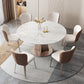 Modern White Round Extendable Dining Table with Metal Pedestal Base Clearhalo 'Dining Tables & Seating' 'Dining Tables' 'dining_table' 'furn' 'furn_dining_table' 'Furniture' 'Kitchen & Dining Furniture' 7604052