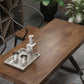 Mesa de comedor rectangular de madera maciza de estilo industrial con patas de hierro de pedestal doble