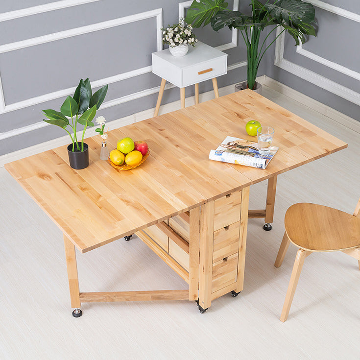 Moderne stijl rechthoekige massief houten eettafel met neerklapbaar blad, 59" x 31,5" x 29,5"
