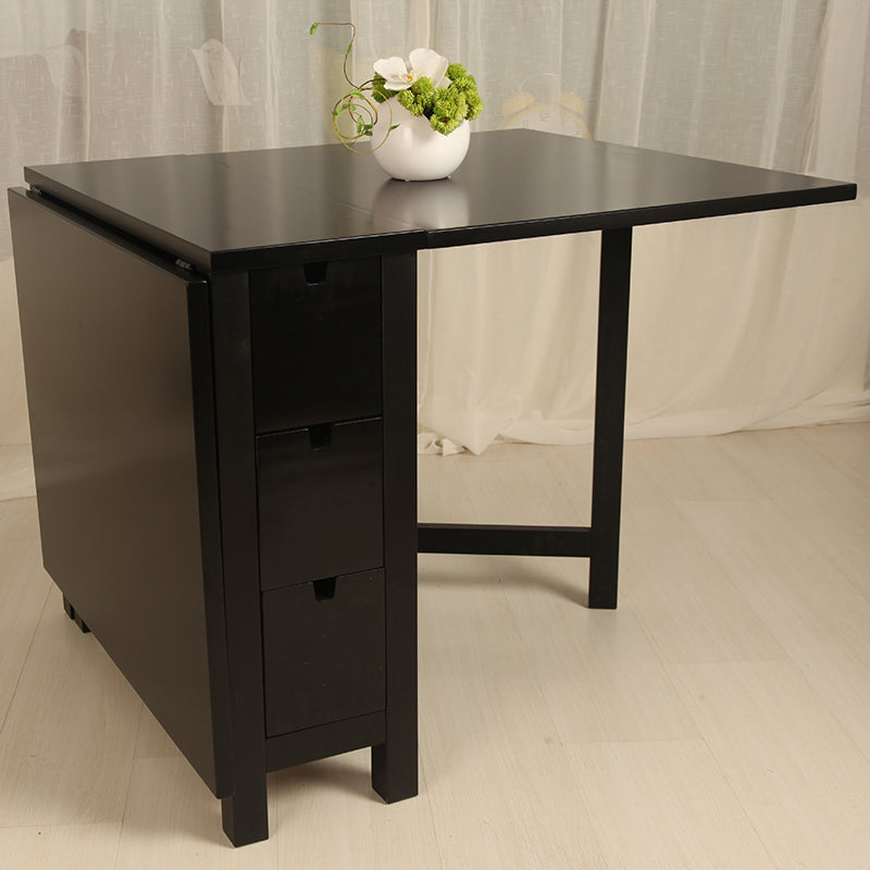 Moderne stijl rechthoekige massief houten eettafel met neerklapbaar blad, 59" x 31,5" x 29,5"