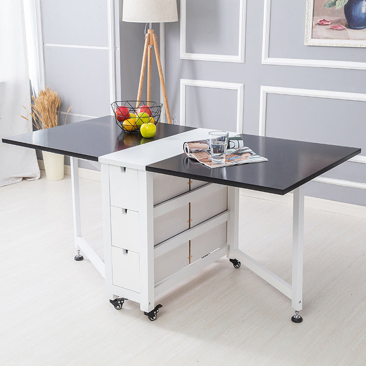 Moderne stijl rechthoekige massief houten eettafel met neerklapbaar blad, 59" x 31,5" x 29,5"