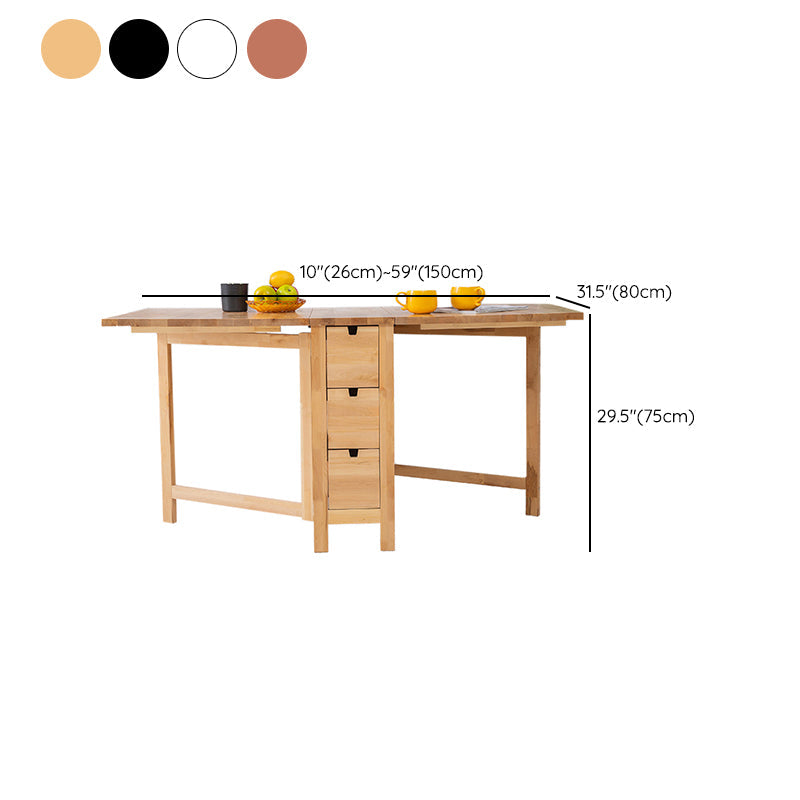 Moderne stijl rechthoekige massief houten eettafel met neerklapbaar blad, 59" x 31,5" x 29,5"