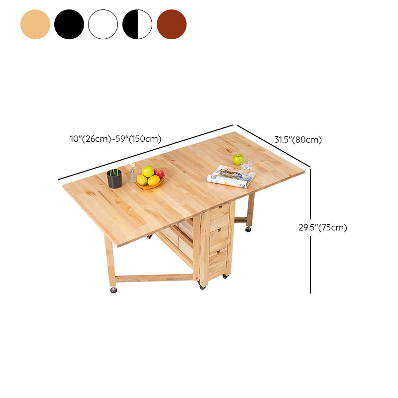 Moderne stijl rechthoekige massief houten eettafel met neerklapbaar blad, 59" x 31,5" x 29,5"
